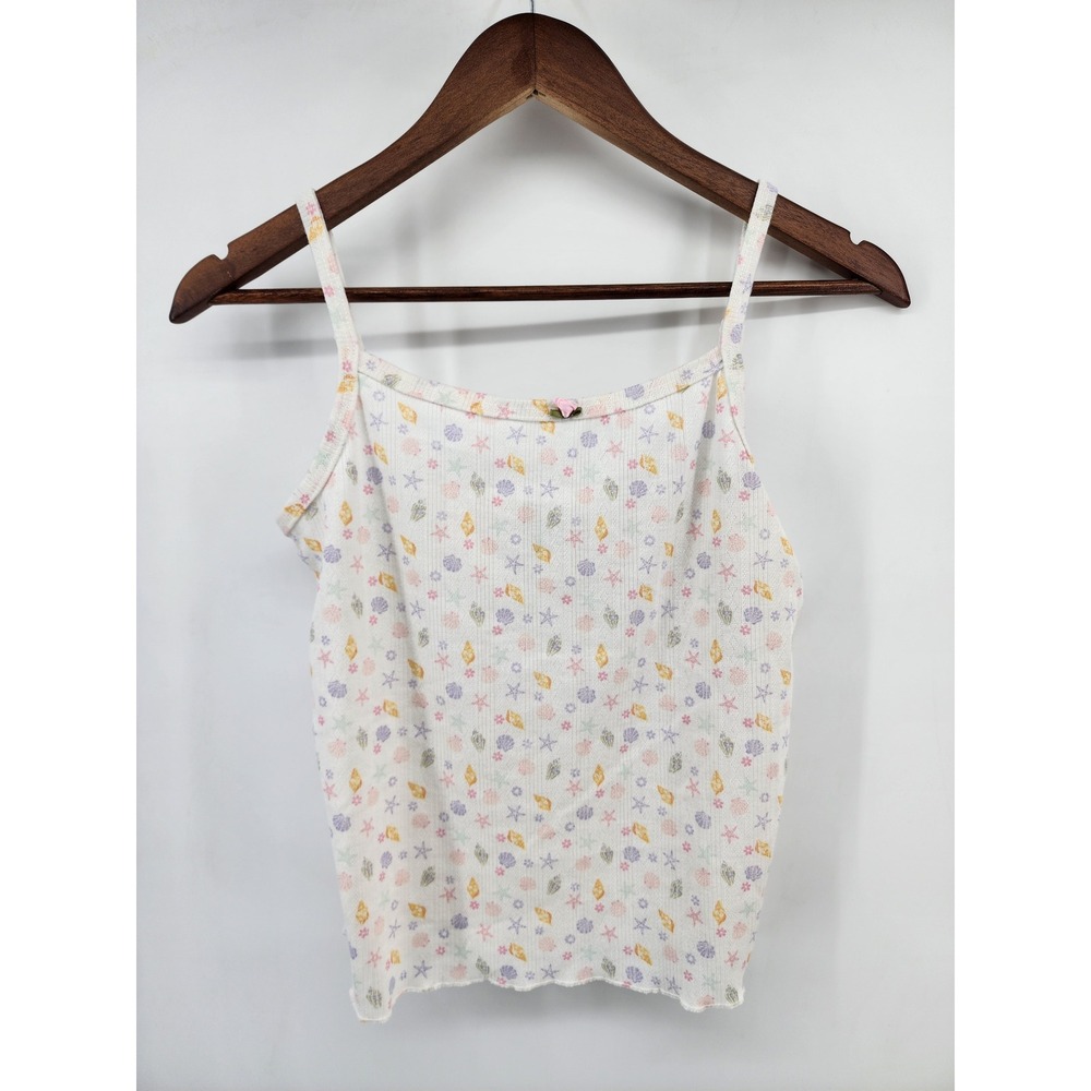 Better Together Dreamy Nights Womens Medium Sea Shell Ribbed Camisole Top White